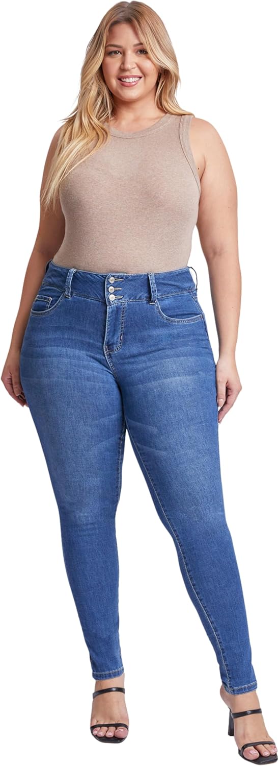 Royalty for Me Womens Women's Plus Basic 3-Button High Rise Skinny JeanJeans - Image 4