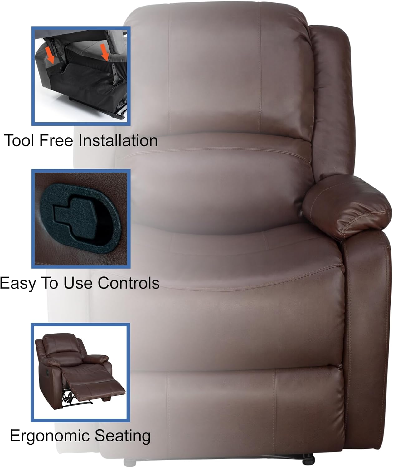 RecPro Charles Collection | 30" Zero Wall RV Recliner | Wall Hugger Recliner | RV Living Room (Slideout) Chair | RV Furniture | RV Chair (Mahogany, 2-Pack)