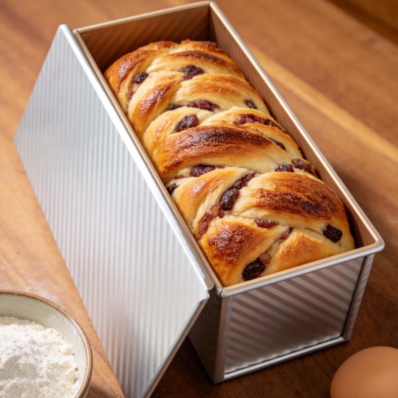 Pullman Moule à pain 34 x 13,5 x 12 cm avec couvercle, 1 000 g, anti-adhésif, en alliage d'aluminium, pour la cuisson du pain, des gâteaux, des desserts, des sandwichs