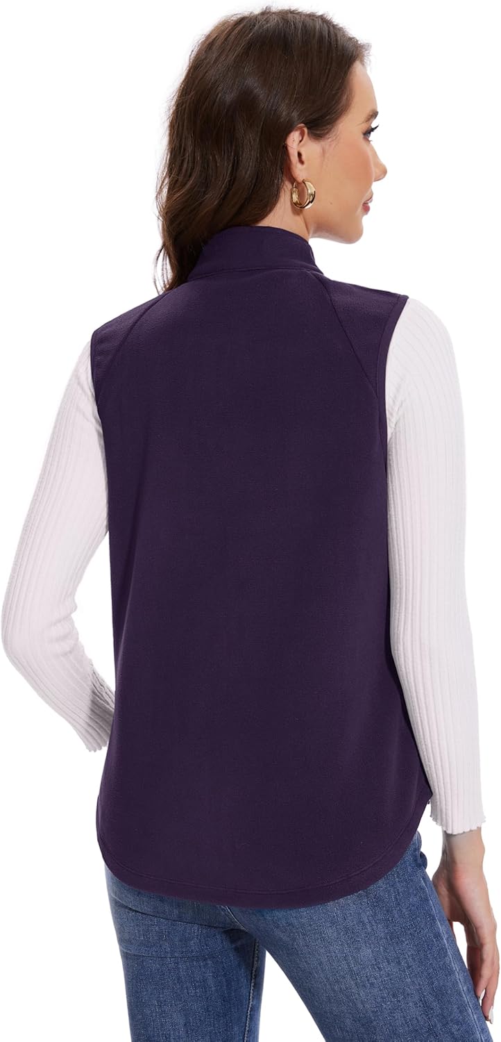 MAGCOMSEN Women's Fleece Vest with Zipper Pockets Zip Up Sleeveless Jackets Lightweight Soft Warm Polar Vest Outerwear - Image 3