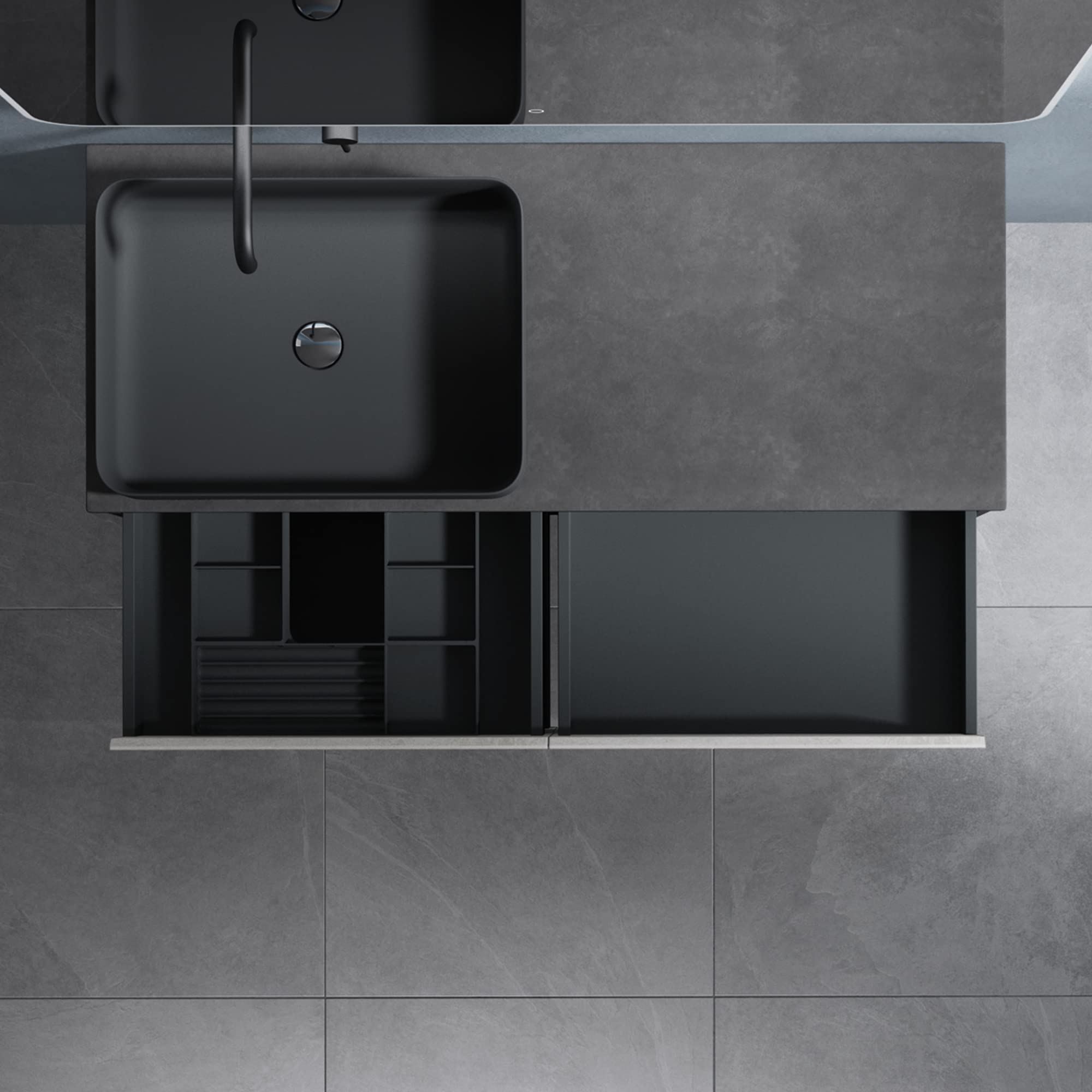 Mobile Bagno Sospeso 120 Cm Con Lavabo In Marmoresina - 4 Cassetti Soft Close - Foto 5