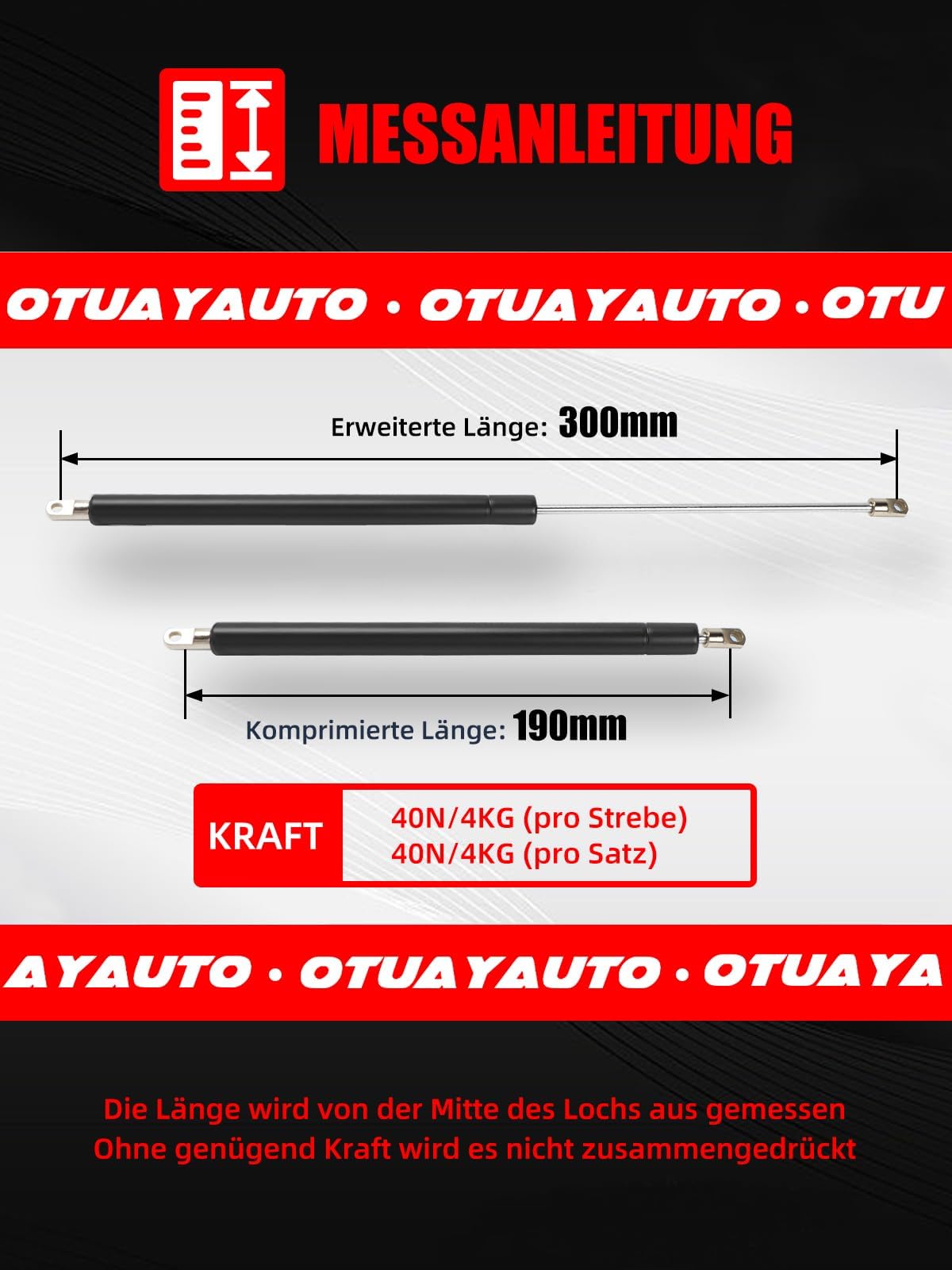 OTUAYAUTO Ammortizzatore a gas 40N, 2 molle a gas con molla di compressione, raccordi per camper Seitz Dometic Heki 2 E015