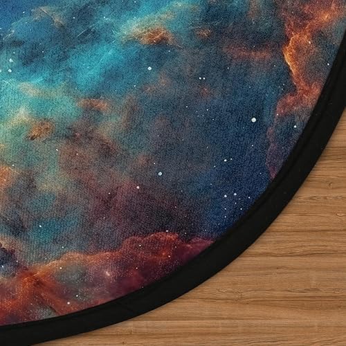 Miniatura 3 de Alfombra redonda de nebulosa arcoíris de 5 pies, alfombra redonda de área redonda de galaxia colorida y estrella, antideslizante, alfombra circular