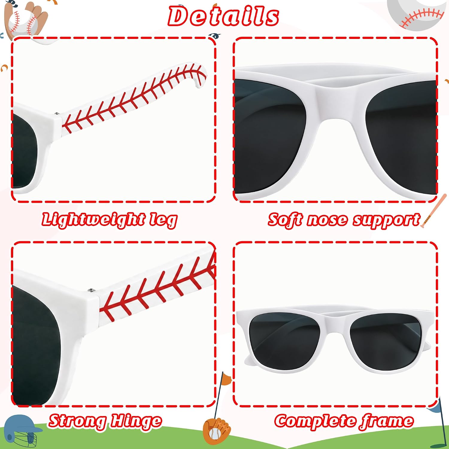 15Packs Baseball Party Favors Sunglasses Bulk image 4