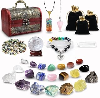 Crystals and Healing Stones, 28 Pcs Healing Crystals Set, 7 Chakra Stones Kit for Beginners Starter Real Raw Energy Natural Reiki Gems Rocks Spiritual Balancing Meditation Crystals Gifts for Women