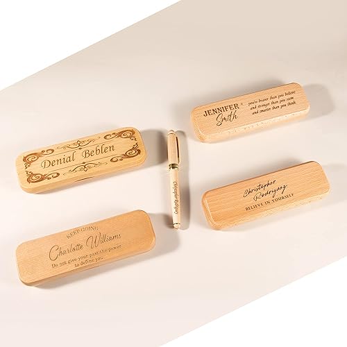 Miniatura 6 de Bivei Bolígrafo grabado de regalo para mujeres y hombres, juego de lápices y bolígrafos personalizados en madera de arce, juego de 2 bolígrafos de