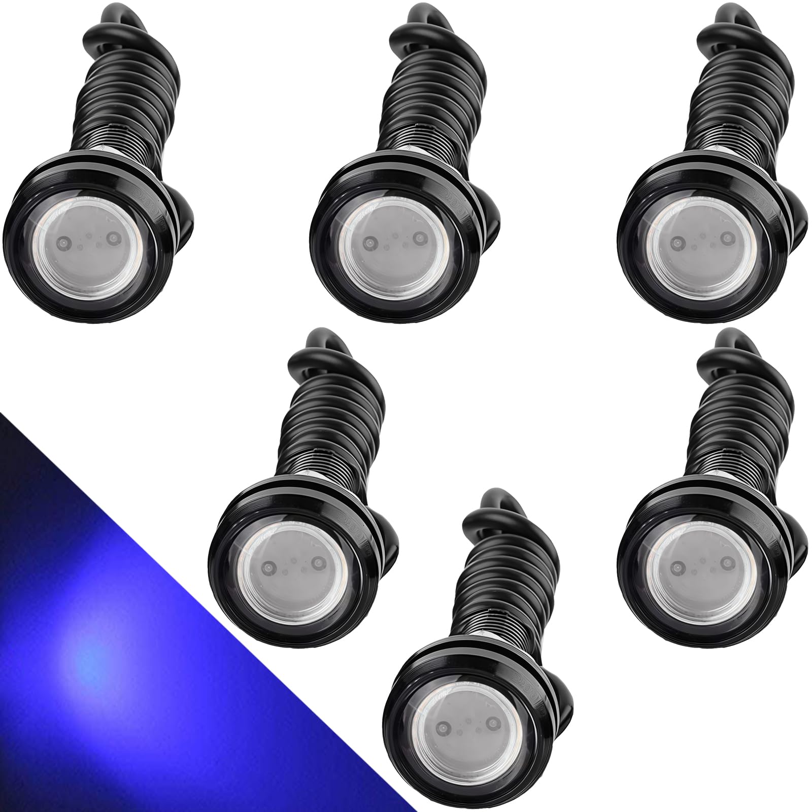 CTRICALVER High Power 18mm 9W Eagle Eye LED Light,Car Motorcycle DRL Daytime Running Light Fog Lamp Reversing Light Marker Light 12V Waterproof(Blue，6PCS)