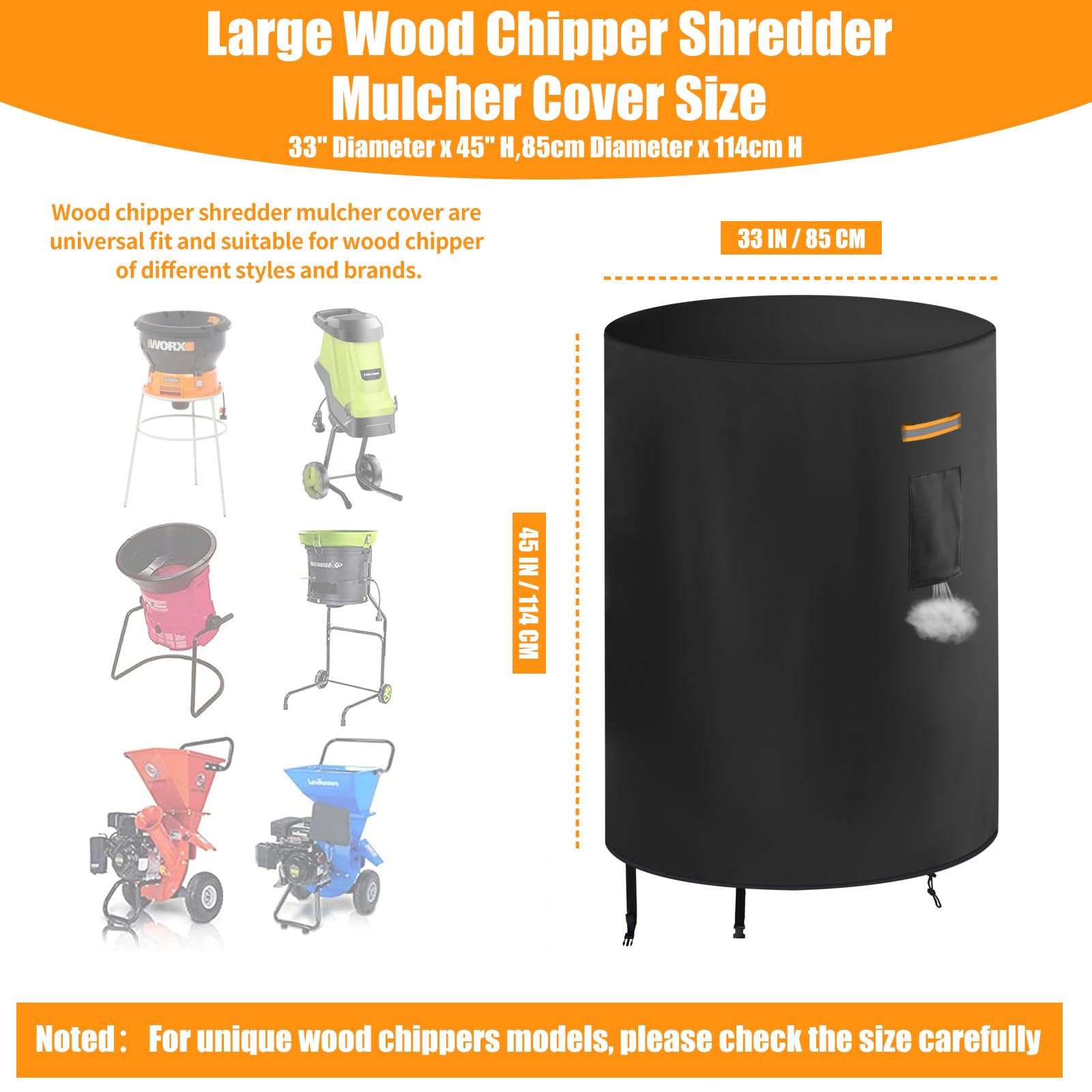 Holzhacker Shredder Housse de protection Oxford 420D haute performance pour broyeur de bois, imperméable, anti-poussière pour broyeur de feuilles électrique, accessoire pour broyeur électrique
