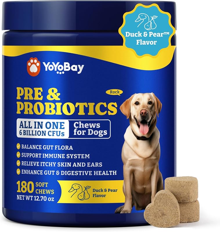Probiótico para Cães em Mastigáveis com 8 Probióticos e 5 Enzimas YoYoBay, 180 unidades