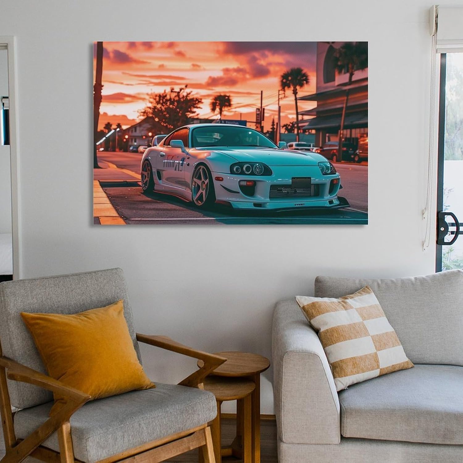 FeoYoed Wall Art Posters Sunset Jdm Car Sup on The Roadside Modern Aesthetic Decor Prints for Bedroom Living Room Office with Premium Fade Resistant Canvas 12x18inch(30x45cm) - Image 6