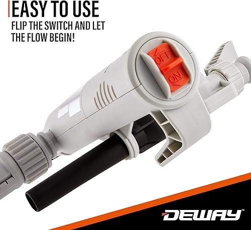 Miniatura 26 de DeWay Bomba de transferencia de combustible con batería con boquilla de gatillo manual, caudal de 3.2 GPM y manguera de transferencia de goma de 51