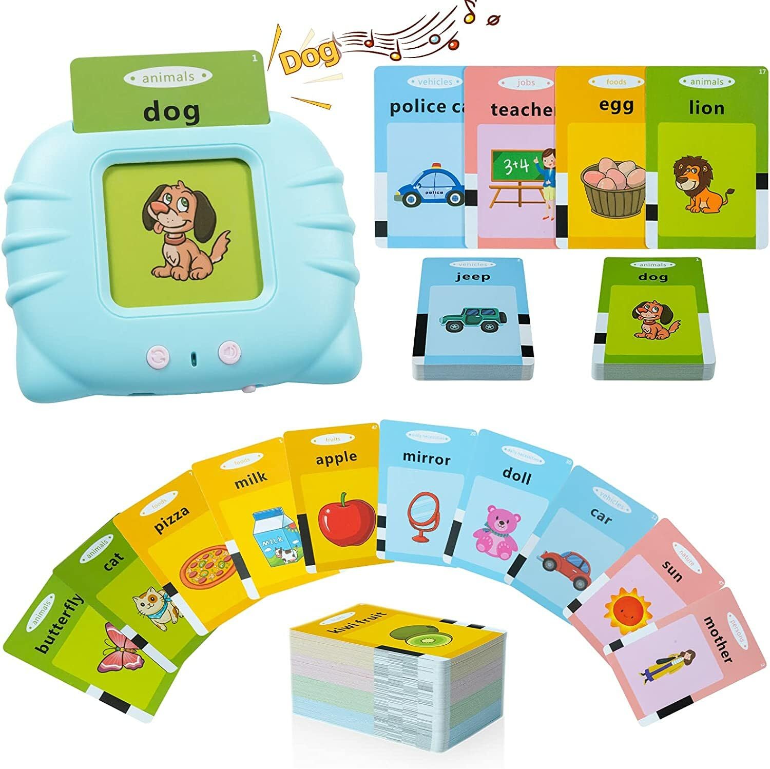 Royaldeals Toys Talking Flash Cards Toddler Learning Toys for 2 3 4 5 6 Year Old Girls Boys