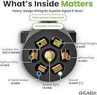 Vista 2 de GEARit Cable de extensión para remolque de 7 vías (1 pie) Enchufe de remolque de 7 pines Cable en línea Arnés de cables Conector de clavijas dobles