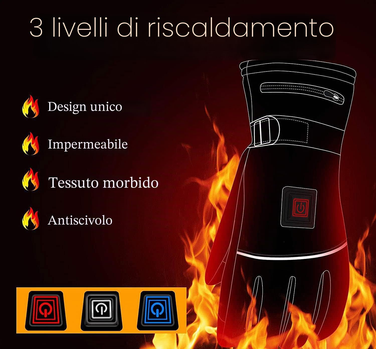 Guanti riscaldati con touchscreen per inverno, scaldamani per uomini e donne, per sci, snowboard, ciclismo, escursionismo
