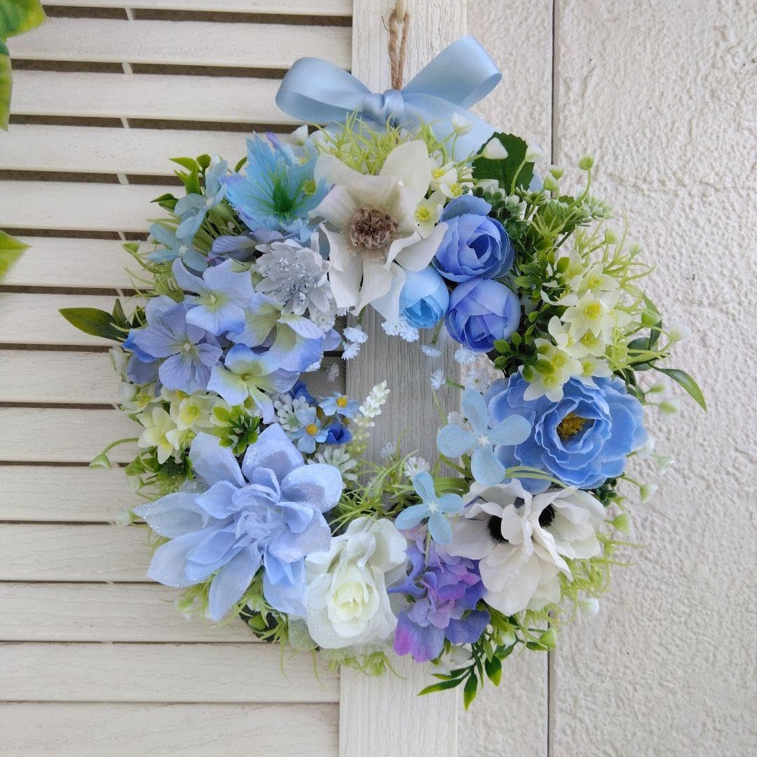 Amazon.co.jp: ◎177.爽やかでエレガントなブルーリース＊薔薇、紫陽花  