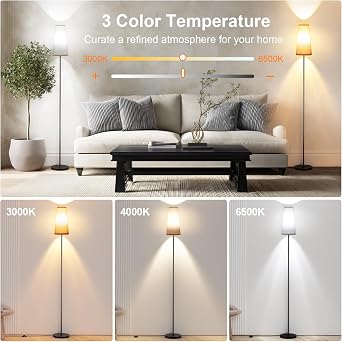 LED Floor Lamp Dimmable with Remote Control, 67 Modern Standing Tall Lamp [Energy Class G]