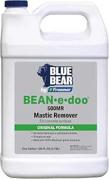 Blue Bear 500MR BEAN-e-doo Concrete Mastic Remover Professional Soy-Based Adhesive Remover for Carpet, Tile & Asbestos Mastics Low-Odor, Non-Toxic, Safe for Schools & Hospitals