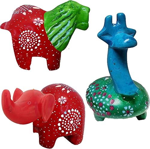 Miniatura 8 de Safari africano de la selva de animales gorditos de 4 pulgadas, tacto humano auténtico, suave, elegante, fresco y relajante, juego de 3 figuras