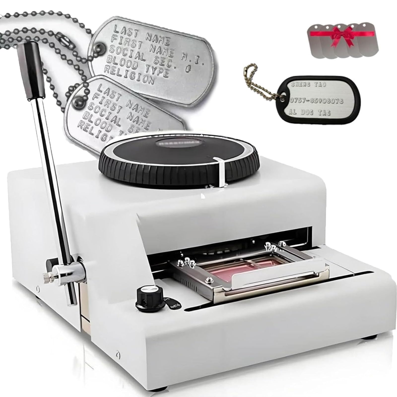 Atwynd Metal Stainless Steel Stamping for ID Card Gift VIP Club Cards, Code Dog Tag Coder, Manual Stamping Machine, Stamping Code Printing, 72-Character PVC Card Embosser