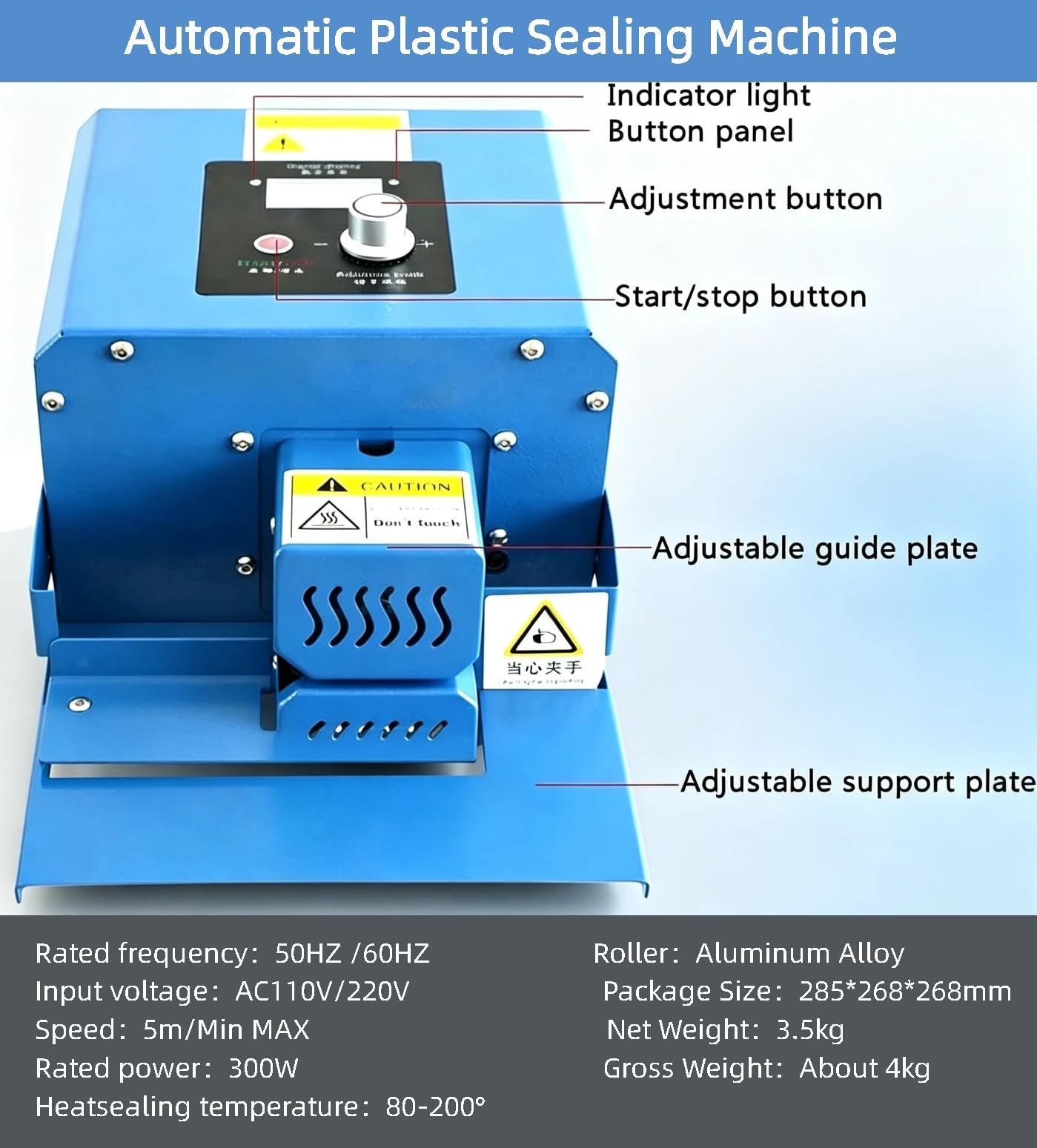 Selladora térmica de 300 W, Selladora comercial de bolsas de plástico