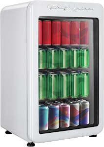 Réfrigérateur compact rétro Frigidaire avec porte en verre, réfrigérateur de comptoir de 3,2 pi³, coins arrondis, premium, pour bureau, chambre, dortoir, cabane