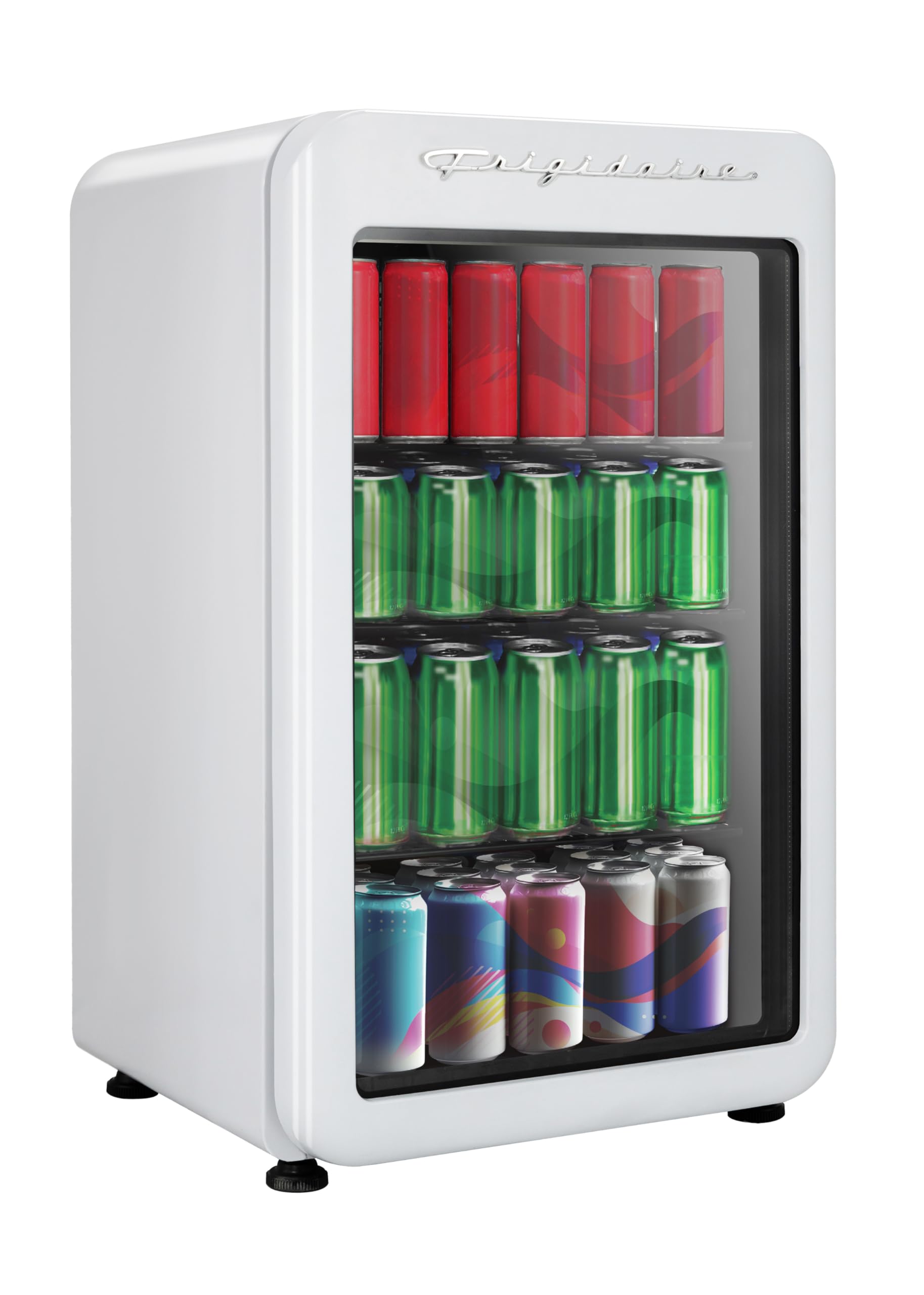 Frigidaire Retro Compact Refrigerator with Glass Door, 3.2 cu ft Countertop Fridge, Rounded Corners, Premium, for Office, Bedroom, Dorm Room, Cabin