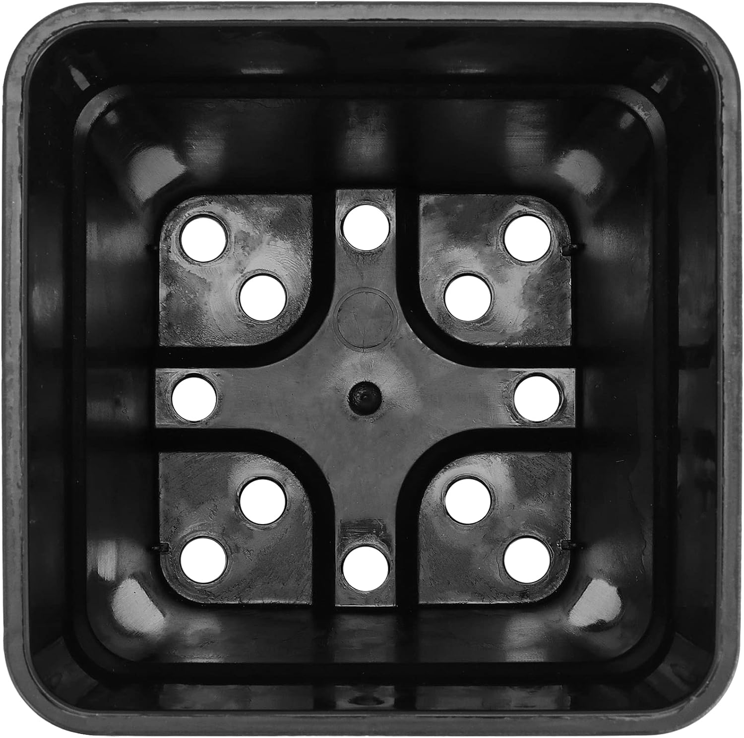 JEUIHAU 16 Packs 5.5 Inch Plastic Square Nursery Pots, Black Square Nursery Plant Pot with Saucers, Seedling Nursery Transplanting Planter for Flower, Succulent, Herb, Small Potted Plants