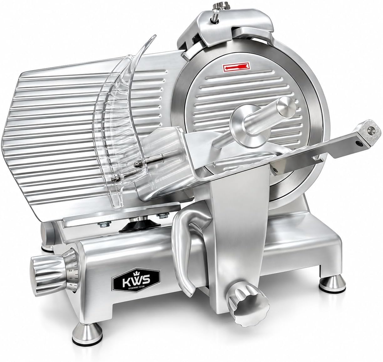 KWS KitchenWare Station 420W 12" Commercial Meat Slicer MS-12DS Anodized Aluminum Base with Stainless Steel Blade + Blade Removal Tool, Frozen Meat/Cheese/Food Slicer Commercial and Home Use