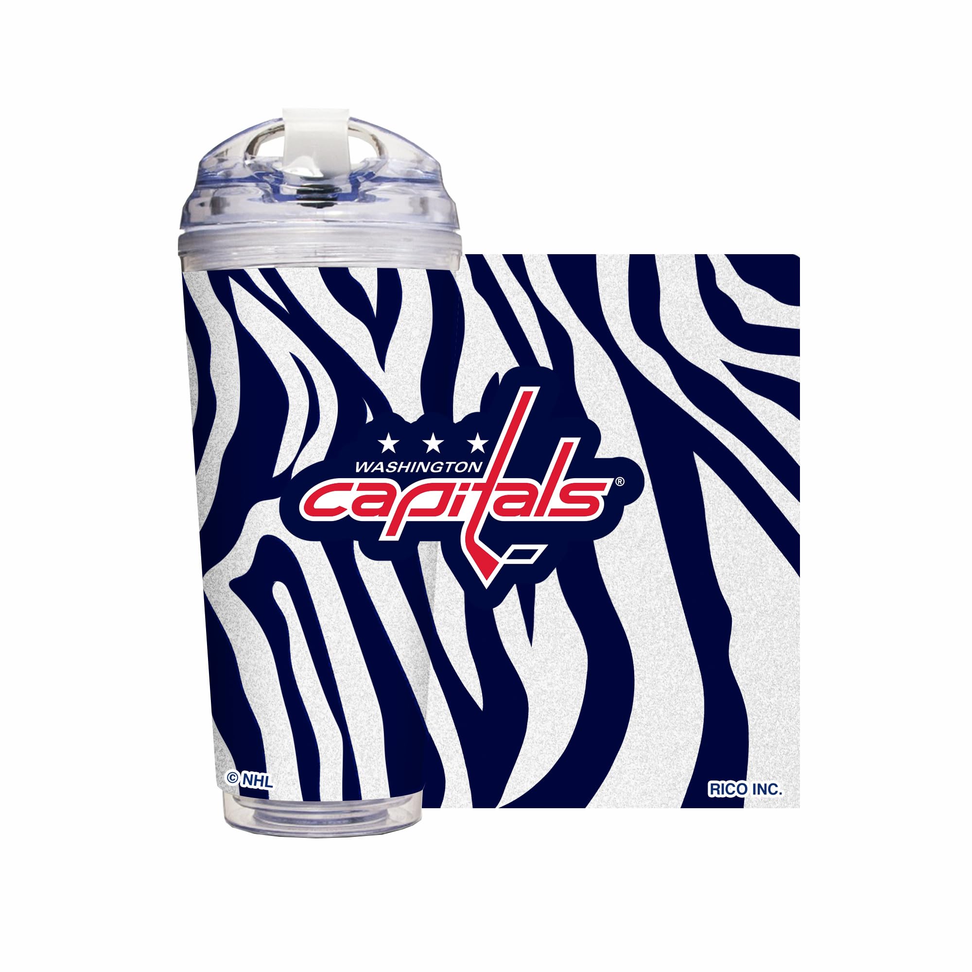 Gobelet acrylique NHL Washington Capitals gobelet double paroi avec paille hockey