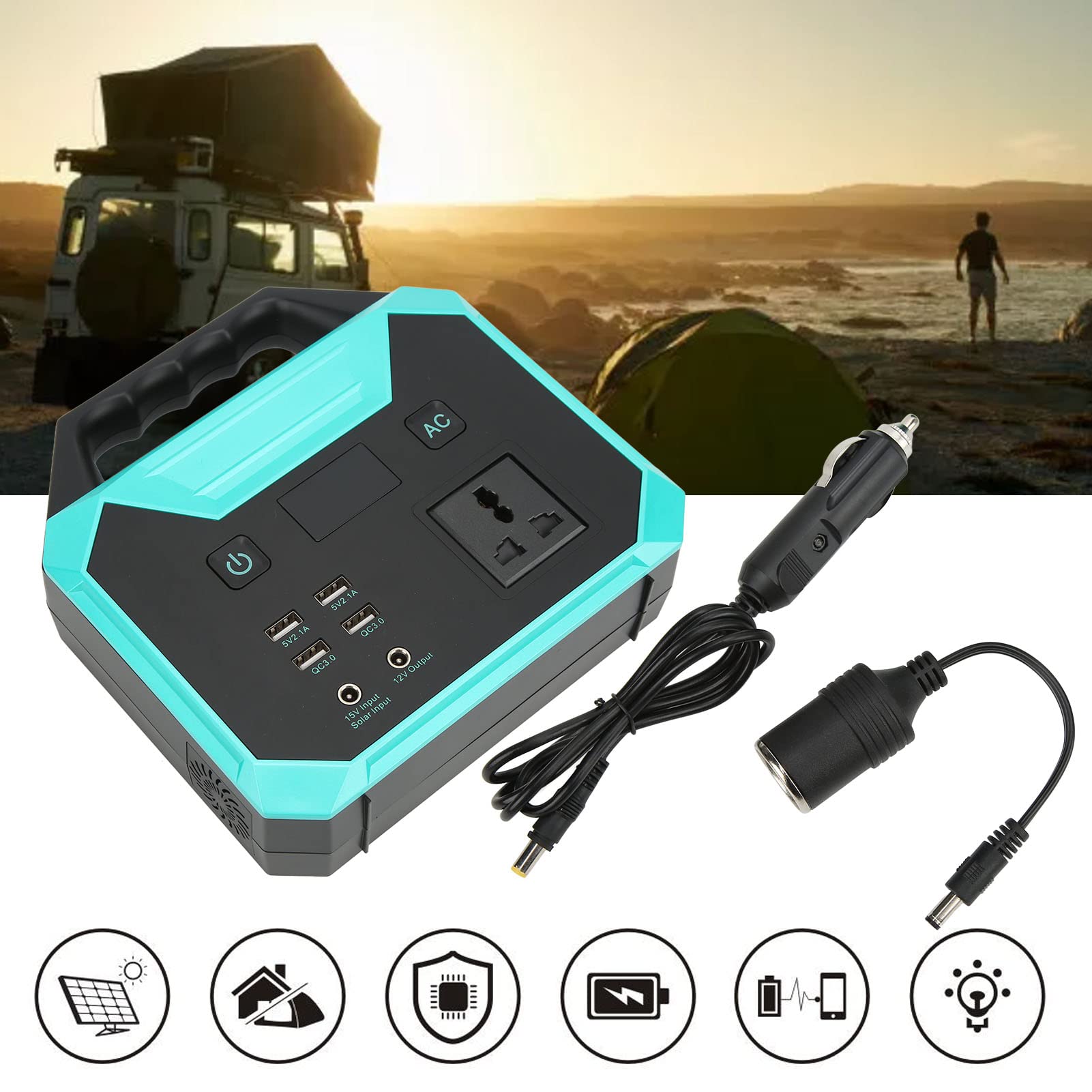 Estación de Energía Portátil, Generador Portátil para Exteriores, Batería de Polímero de Litio de Emergencia, Generador Solar de 40800 MAh, Onda Sinusoidal de 100 W