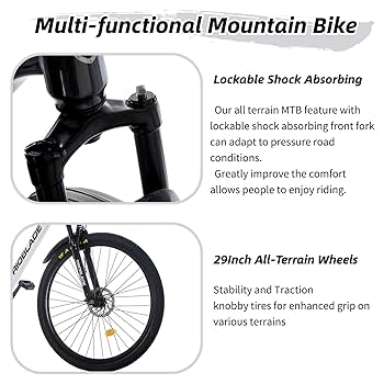 Homlpope 26in Carbon Steel Mountain Bike 21 Speed Bicycle Full Suspension MTB