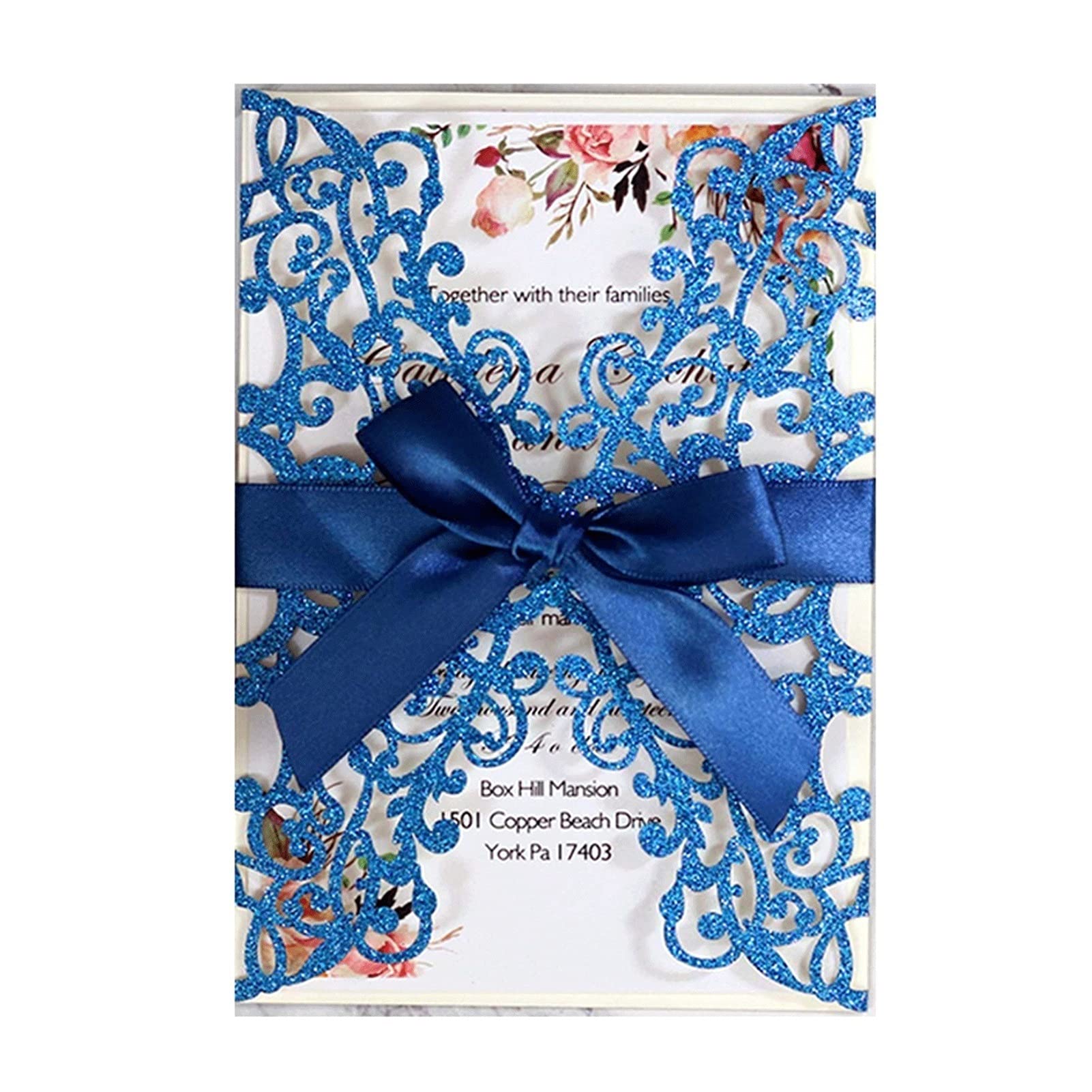 Geburtstagskarten 25pcs / 50 stücke Geburtstagskarten Glitter Hochzeitseinladung mit Schmetterlings-Knoten-Band-Karton-Hochzeitszeremonie für Business-Geburtstags-Partei-Lieferungen Geburtstagskarte