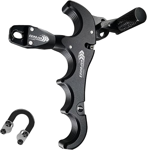 Miniatura 22 de Lanzador de ayuda de arco compuesto y cuerda de bucle D, ajustable puede girar 360° pulgar liberación arco ayuda aleación de aluminio, ayudas