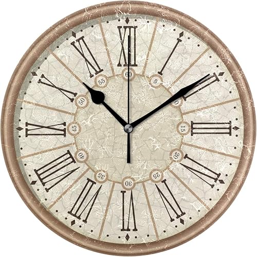 WellLee Reloj vintage victoriano tipo árabe, pintado, silencioso, sin tictac, redondo, reloj de pared, arte para el hogar, dormitorio, sala de