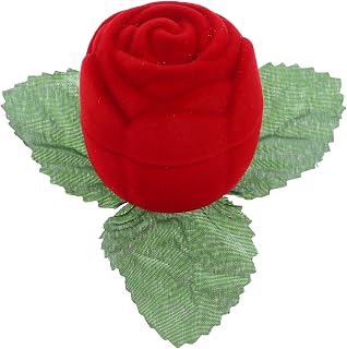 LIFKOME Rose Shaped Red Ring Box for Proposals, Elegant Creative Jewelry | PP Silk Cloth Sponge Build, Ring Protection and Surprise Gift Use, Birthday or Proposal Moments