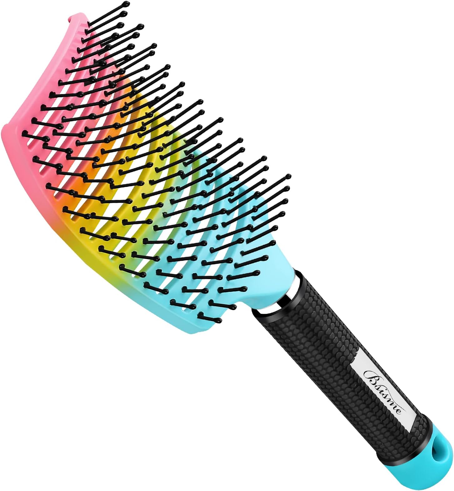 Curved Vented Paddle Brush - Faster Blow Drying, Detangling for Women & Men, Professional Styling for Wet, Curly, Thick or Straight Hair (colourful)