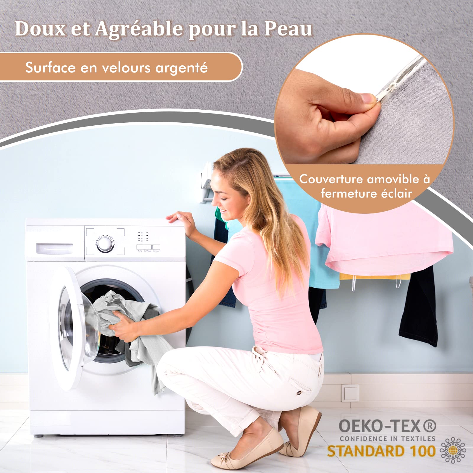 COSTWAY Ensemble de 6 Oreillers Compensés en Mousse à Mémoire, Oreiller de Lecture avec Appuie-tête Amovible et Coussin Jambes Surélevé pour Post Opératoire, Grossesse, Gris