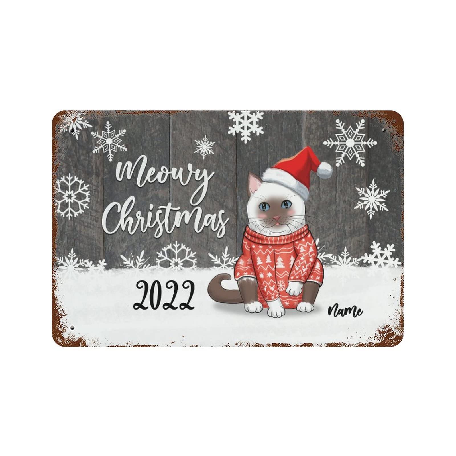Plaque en métal personnalisée chats de Noël 30,5x45,7 cm pour décoration maison pub homme grotte
