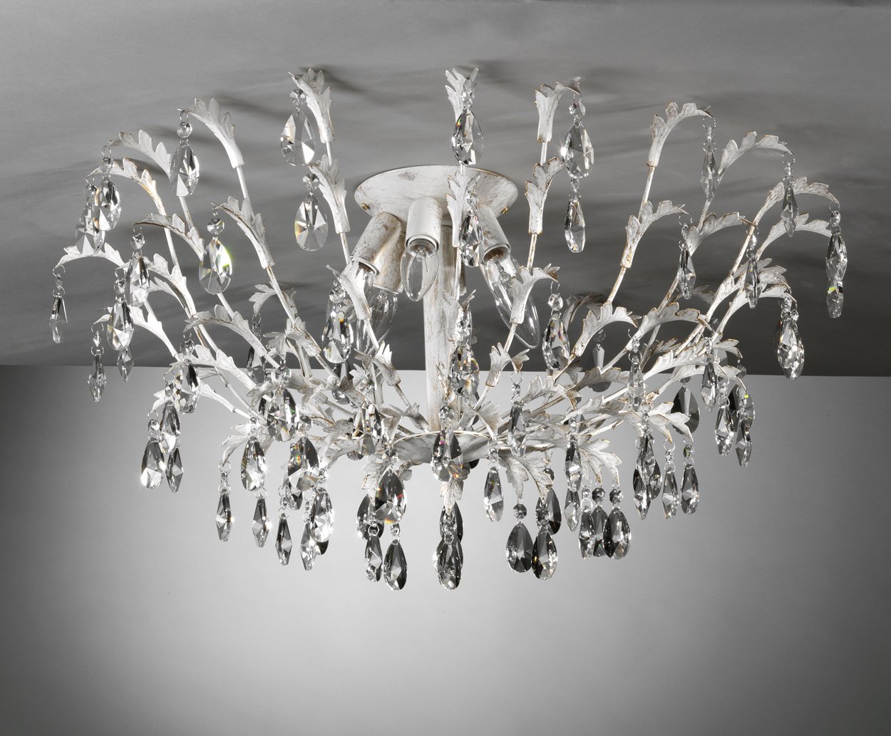 ONLI Cesta Plafón 6 Luces E14, 6 W, Marfil/Oro, 80 x 38 cm