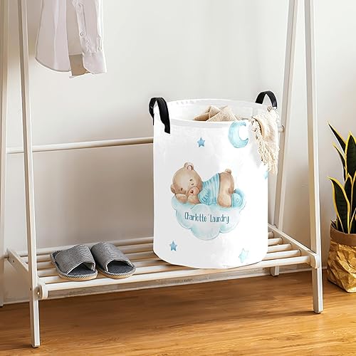 Miniatura 9 de Sleepy - Cesta de ropa con asas personalizada, con diseño de oso de peluche y luna, impermeable, plegable, personalizable, para dormitorio, baño,