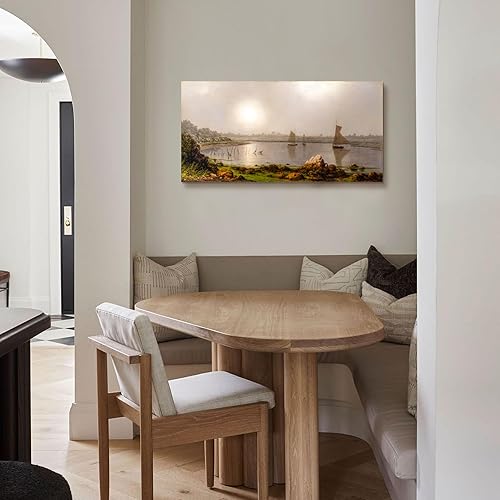 Miniatura 5 de crmotu Lienzo grande para pared, impresiones artísticas vintage de paisaje de puerto, paisaje costero, velero, imágenes de la naturaleza, pinturas