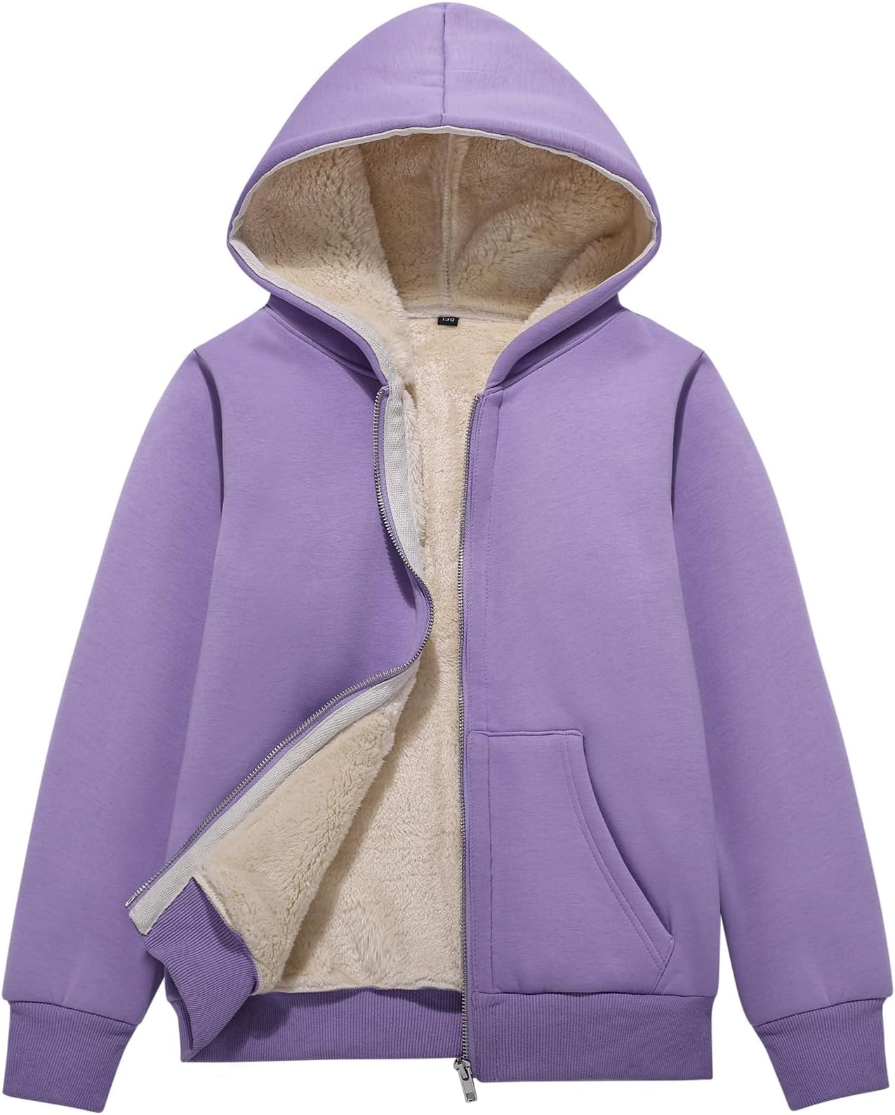 Unisex Boys Girls Fleece Jacket Hoodie Sherpa Lined Zip Up Hooded Sweatshirt Kids Winter Jackets