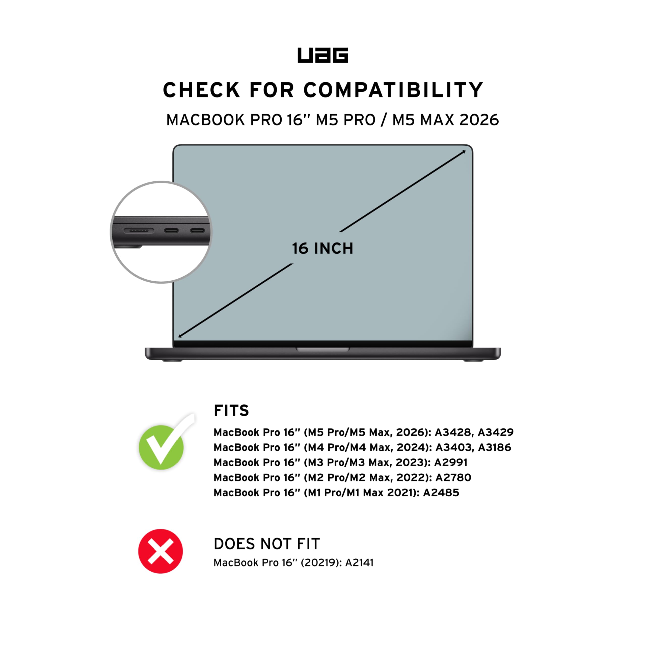 URBAN ARMOR GEAR UAG - Custodia protettiva progettata per MacBook Pro da 16" (M4, 2025), robusta custodia rigida in un unico pezzo, trasparente, resistente ai graffi, Essential Armor Ice