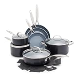 11 Piece Valencia Pro Ceramic Nonstick Cookware Set&comma; PFAS-Free&comma; Induction Ready&comma; Hard Anodized Pots & Pans with Lids&comma; Compatible on All Cooktops&comma; Dishwasher & Oven Safe&comma; Gray