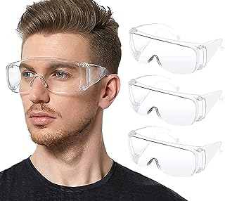 Sponsored Ad - Safety Glasses for Men & Women - 3 Pack Safety Goggles over Eyeglasses Clear Eye Protection Anti-Fog Scratc...