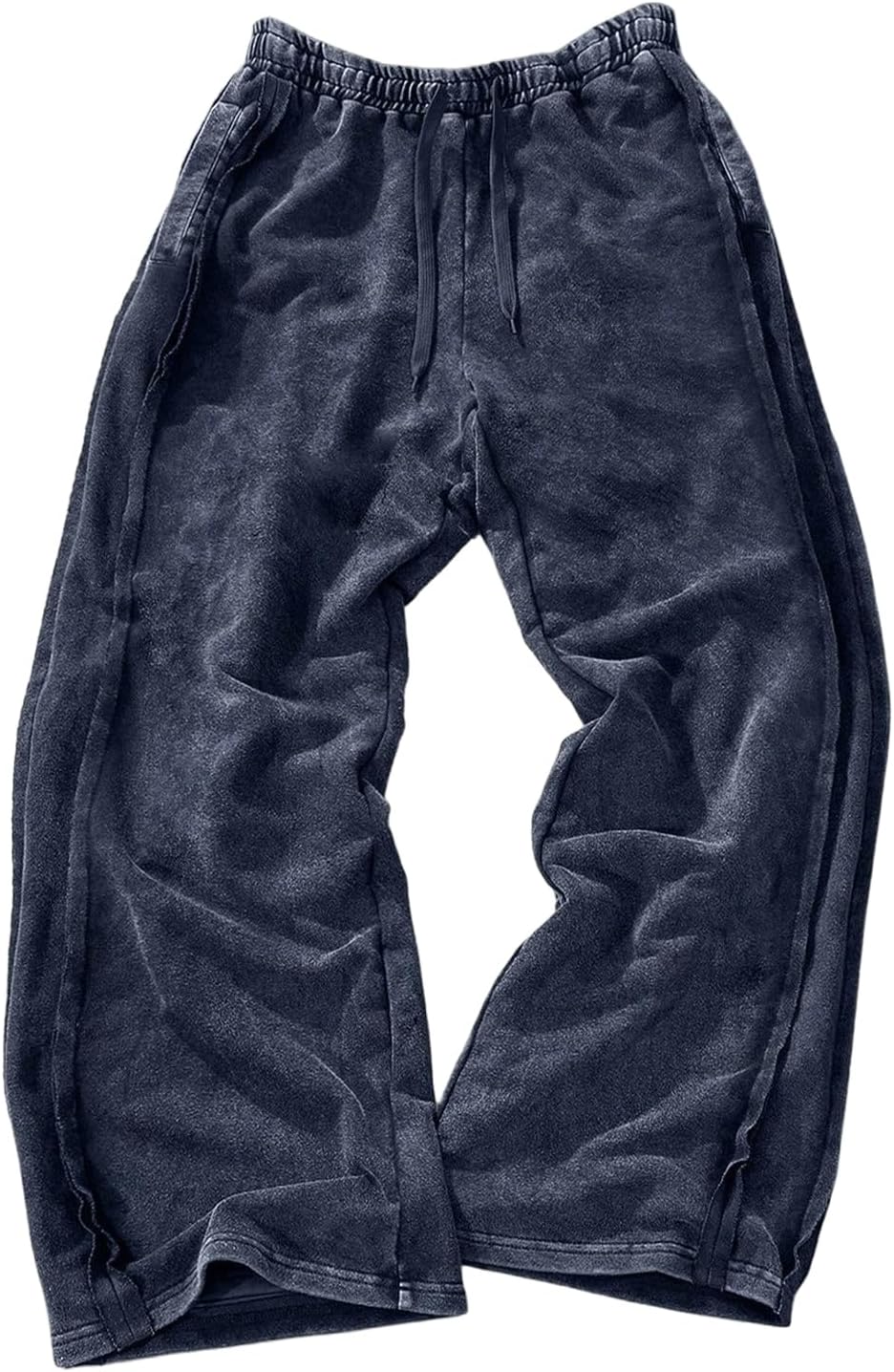 Men's Washed Wide Leg Sweatpants Drawstring Waist Baggy Drippy Pants Trousers with Pockets