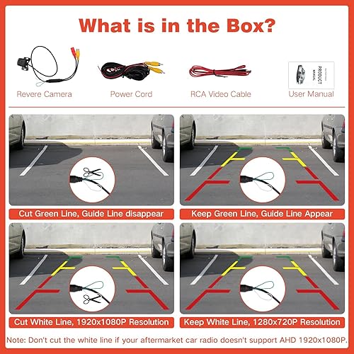 Miniatura 7 de Cámara de visión trasera AHD 720P/1080P para automóvil, visión nocturna HD, cámara de respaldo de coche gran angular de 170°, cámara inversa