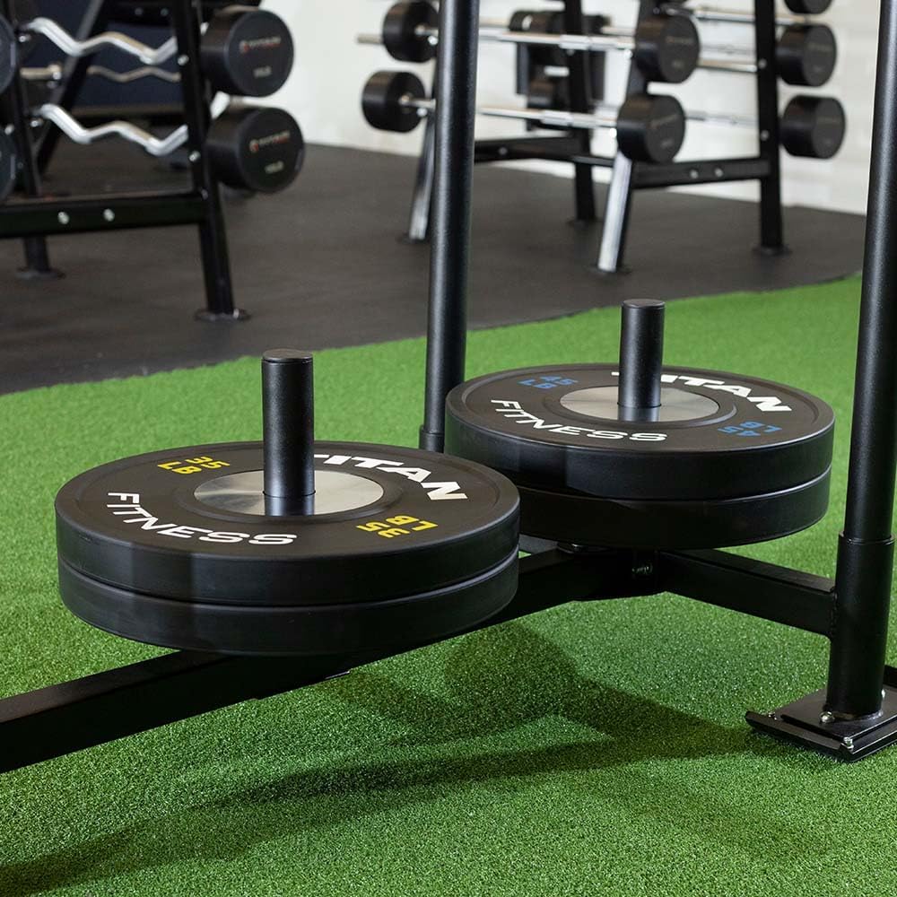 Titan Fitness High-Low Push Pull Drag Sled for Speed Training and Agility, 600 LB Capacity, Use on Grass, Turf, Concrete or Asphalt, Fits Olympic Weight Plates