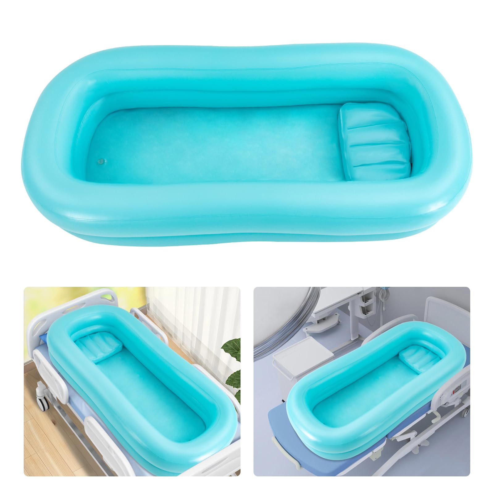 Cama de ducha inflable para el baño, ayuda para el baño, para personas mayores, para personas mayores, higiénica, ahorra espacio, con bolsa de agua, manguera para pacientes discapacitados, hogar y