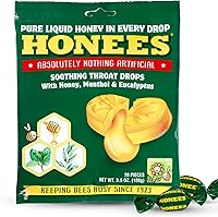 Vista 1 de Honees Gotas rellenas para la tos de mentol, miel, mentol y eucalipto, alivio natural del dolor de garganta, nada artificial, pastillas